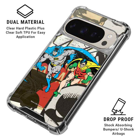 DC Comics Batman and Robin Vintage Action Pose Pixel 9/9 Pro Clear Case